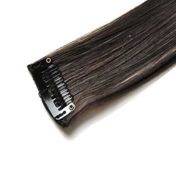Mèche extension à clips 2 clips 55cm Couleur 2 - Noir Brun