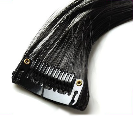Mèche extension à clips 2 clips 55cm Couleur 1B - Brun ténèbres