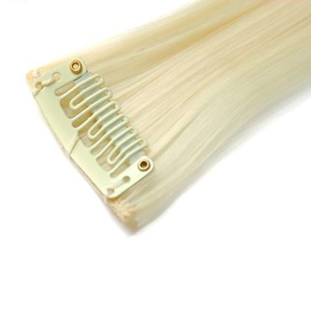 Mèche extension à clips 3 clips 55cm Couleur 613 - Blond platine
