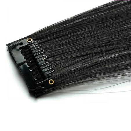 Mèche extension à clips 3 clips 55cm Couleur 2 - Noir Brun