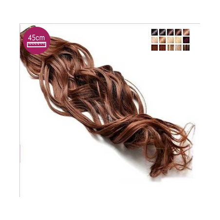 Kit 7 bandes extensions de cheveux à clip synthétiques aspect naturel ondulé 45cm