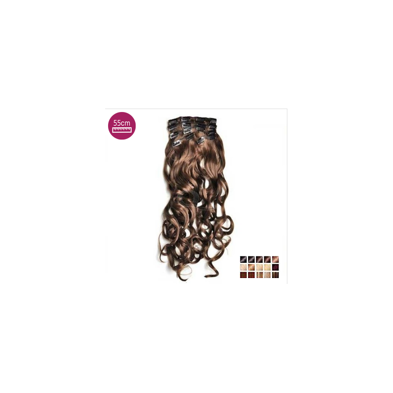 Kit 7 bandes extensions de cheveux à clip synthétiques aspect naturel bouclé 55cm Kit 7 bandes extensions de cheveux à clip synthétiques aspect naturel bouclé 55cm