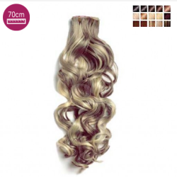 Kit 7 bandes extensions de cheveux à clip synthétiques aspect naturel bouclé 70cm
