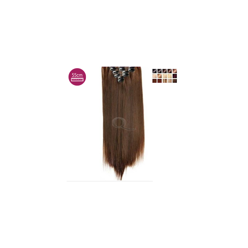 Kit 7 bandes extensions de cheveux à clip Maxi Volume Plus synthétiques lisse 55cm