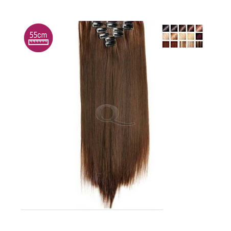 Kit 7 bandes extensions de cheveux à clip Maxi Volume Plus synthétiques lisse 55cm