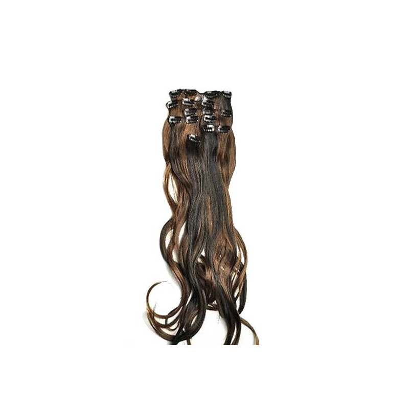 Kit 7 bandes extensions de cheveux à clip Maxi Volume Plus synthétiques ondulé 55cm Kit 7 bandes extensions de cheveux à clip Maxi Volume Plus synthétiques ondulé 55cm