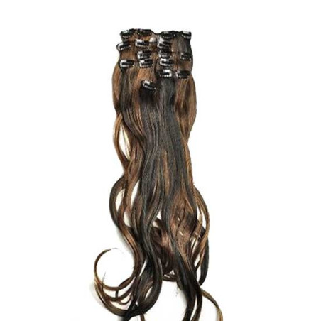 Kit 7 bandes extensions de cheveux à clip Maxi Volume Plus synthétiques ondulé 55cm
