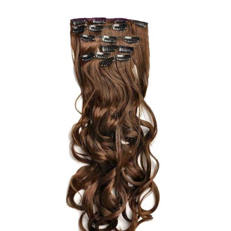 Kit 7 bandes extensions de cheveux à clip Maxi Volume Plus synthétiques ondulé 55cm