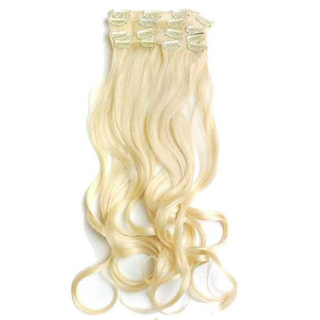 Kit 7 bandes extensions de cheveux à clip Maxi Volume Plus synthétiques ondulé 55cm