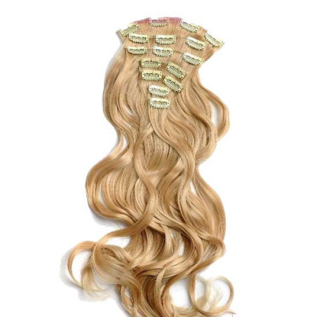 Kit 7 bandes extensions de cheveux à clip Maxi Volume Plus synthétiques ondulé 55cm