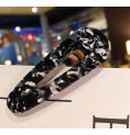 BARRETTE PINCE GRAND FORMAT OVALE NOIR MARBRE BLANC