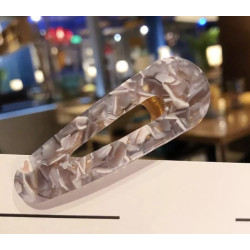 barrette pince GRAND FORMAT OVALE MARBRE GRIS/ROSE