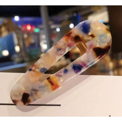 Lot de barrettes pince grand format transparent ovale multicolore