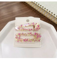 LOT DE BARRETTES PINCE GRAND FORMAT TRANSPARENT ROSE/DORE