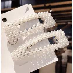 LOT DE BARRETTES PERLES CLIC CLAC GRAND FORMAT EN ACIER ARGENTE