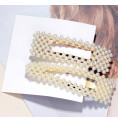 LOT DE BARRETTES PERLES CLIC CLAC GRAND FORMAT EN ACIER DORE