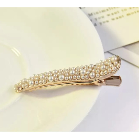 barrette pince perle blanche