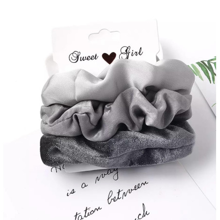 lot de 3 chouchous velours/satin