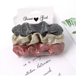 lot de 3 chouchous métalliques brillants