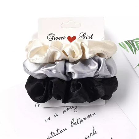 lot de 3 chouchous satinés