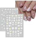 Stickers Ongles Fleur Blanc Autoadhésifs - Décoration Printemps/Été